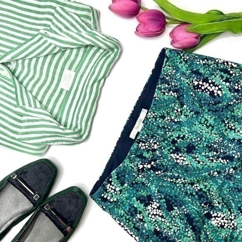 Boden Women’s Richmond Trousers Green Dot Florals 2R